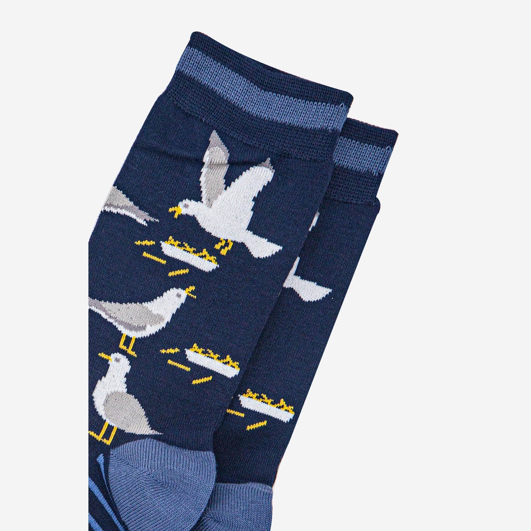 Seagull and Chips Navy Blue Bamboo Socks UK 7-11