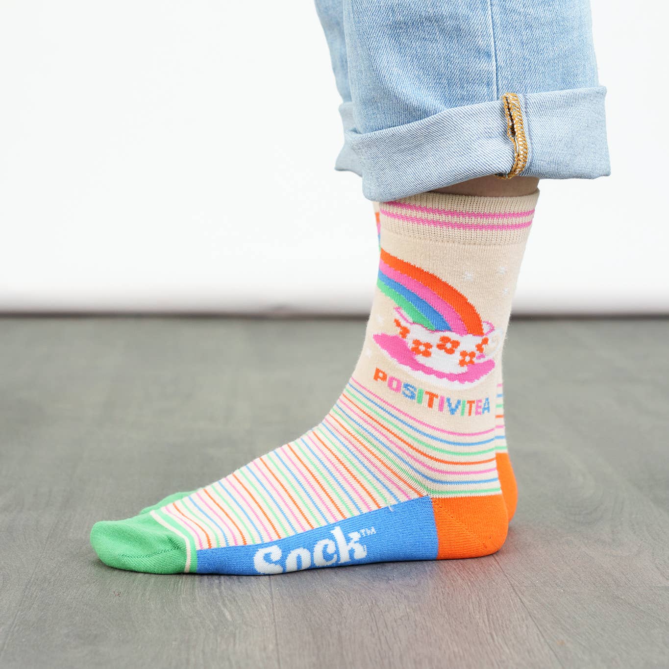 Positivitea Rainbow Combed Cotton Ankle Socks UK 3-7