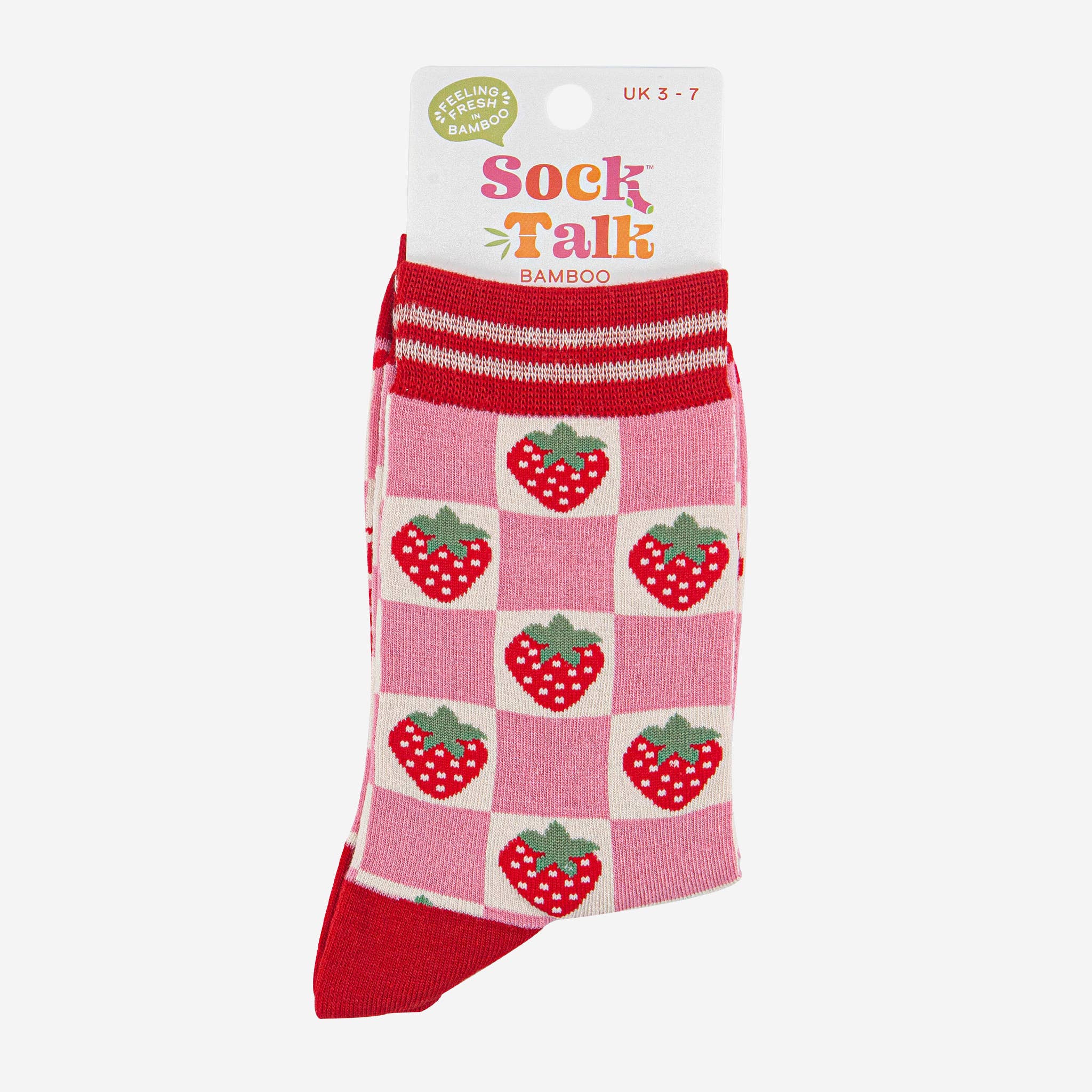 Checked Strawberry Bamboo Socks UK 3-7