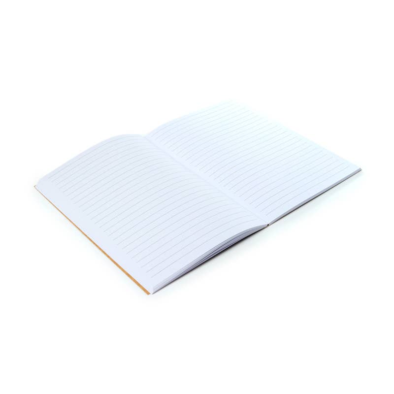 Open view of the Autumn Harvest Notepad showing lined pages inside. A sustainable and seasonal stationery essential from Rebel Romance, perfect for writing lists, notes or cosy creative journalling this autumn.