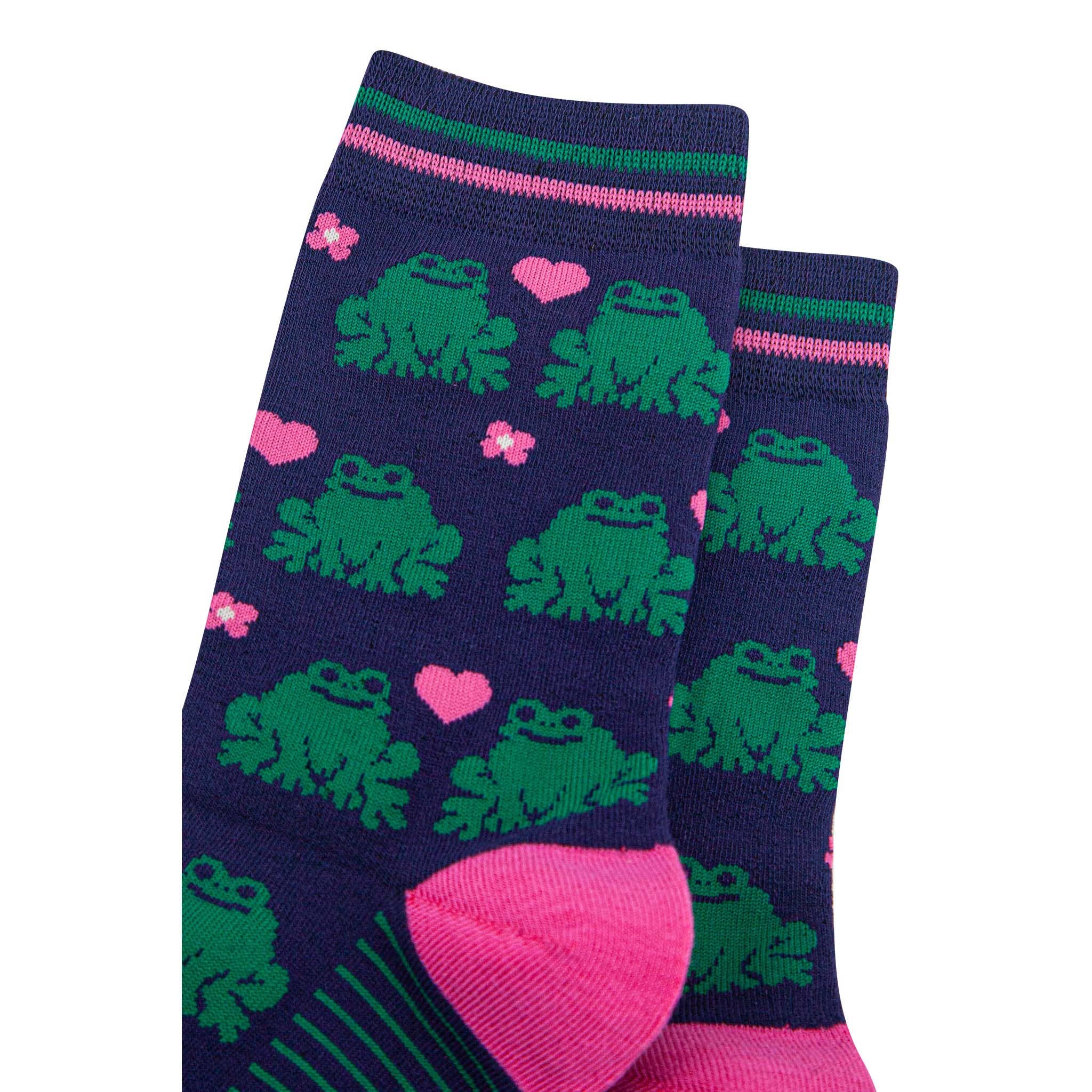 Frog and Heart Bamboo Socks UK 3-7