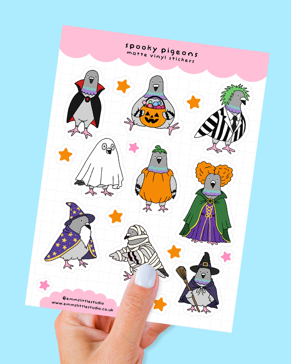 Spooky Pigeons Sticker Sheet by Emm's Little Studio – Rebel Romance