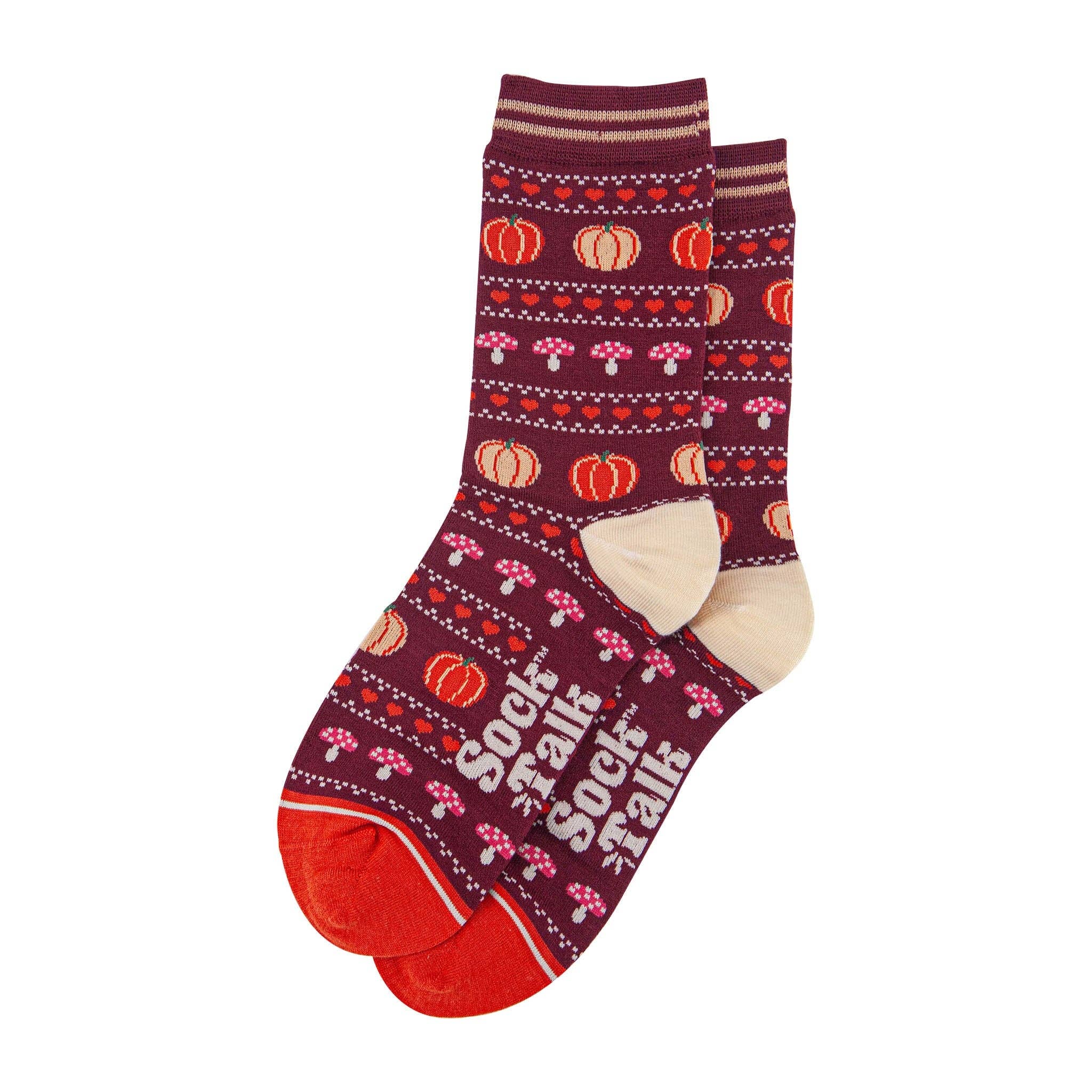 Pumpkin and Toadstool Bamboo Socks UK 3-7
