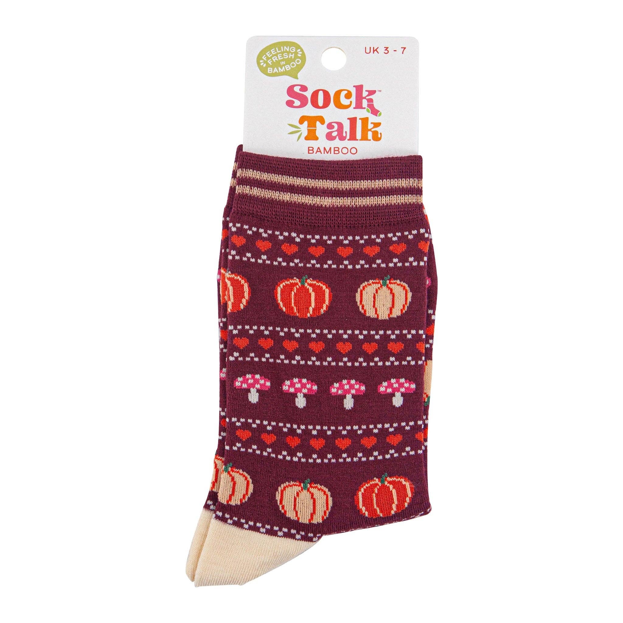 Pumpkin and Toadstool Bamboo Socks UK 3-7