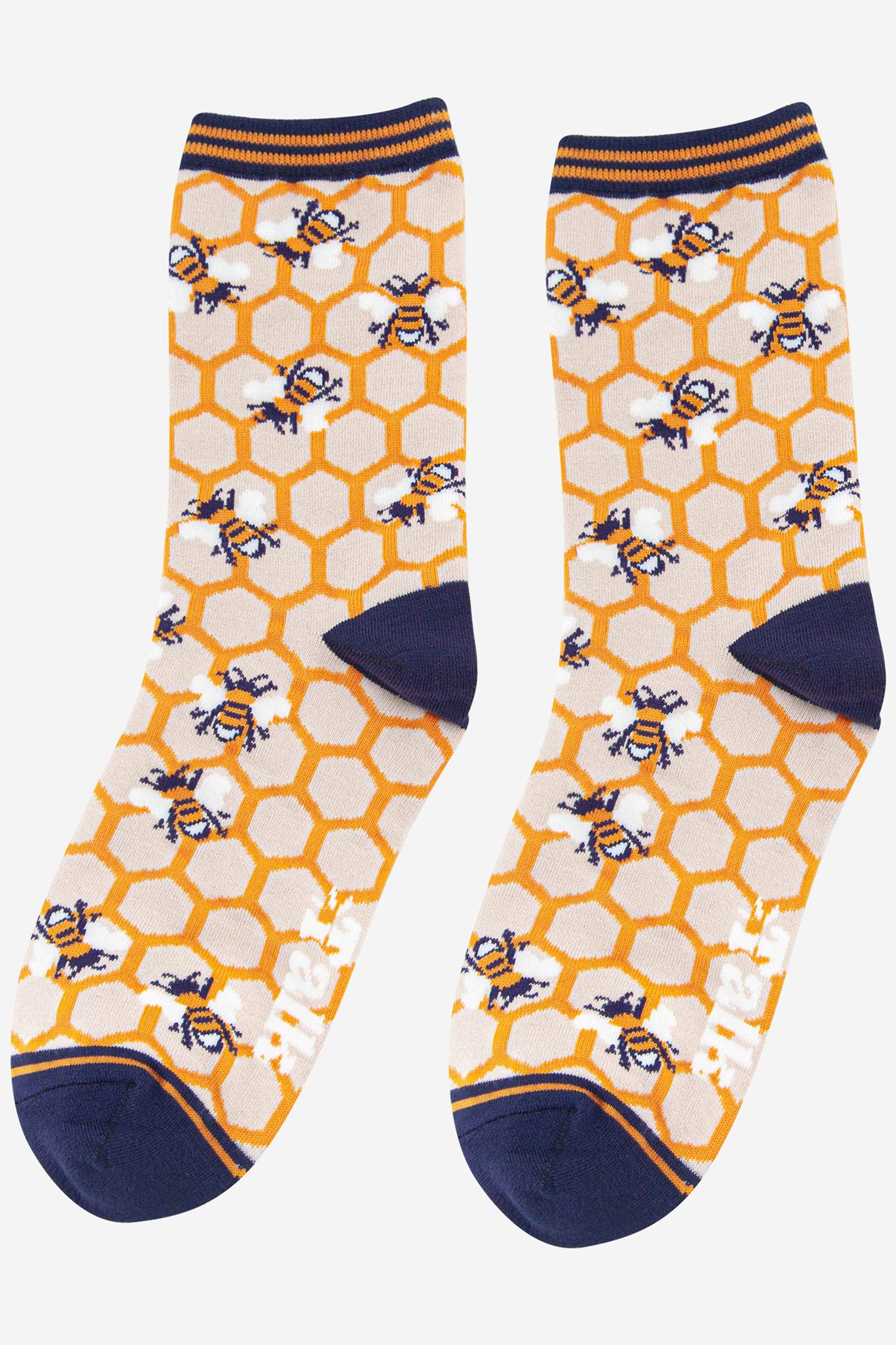 Honeycomb and Bee Bamboo Socks UK 3-7