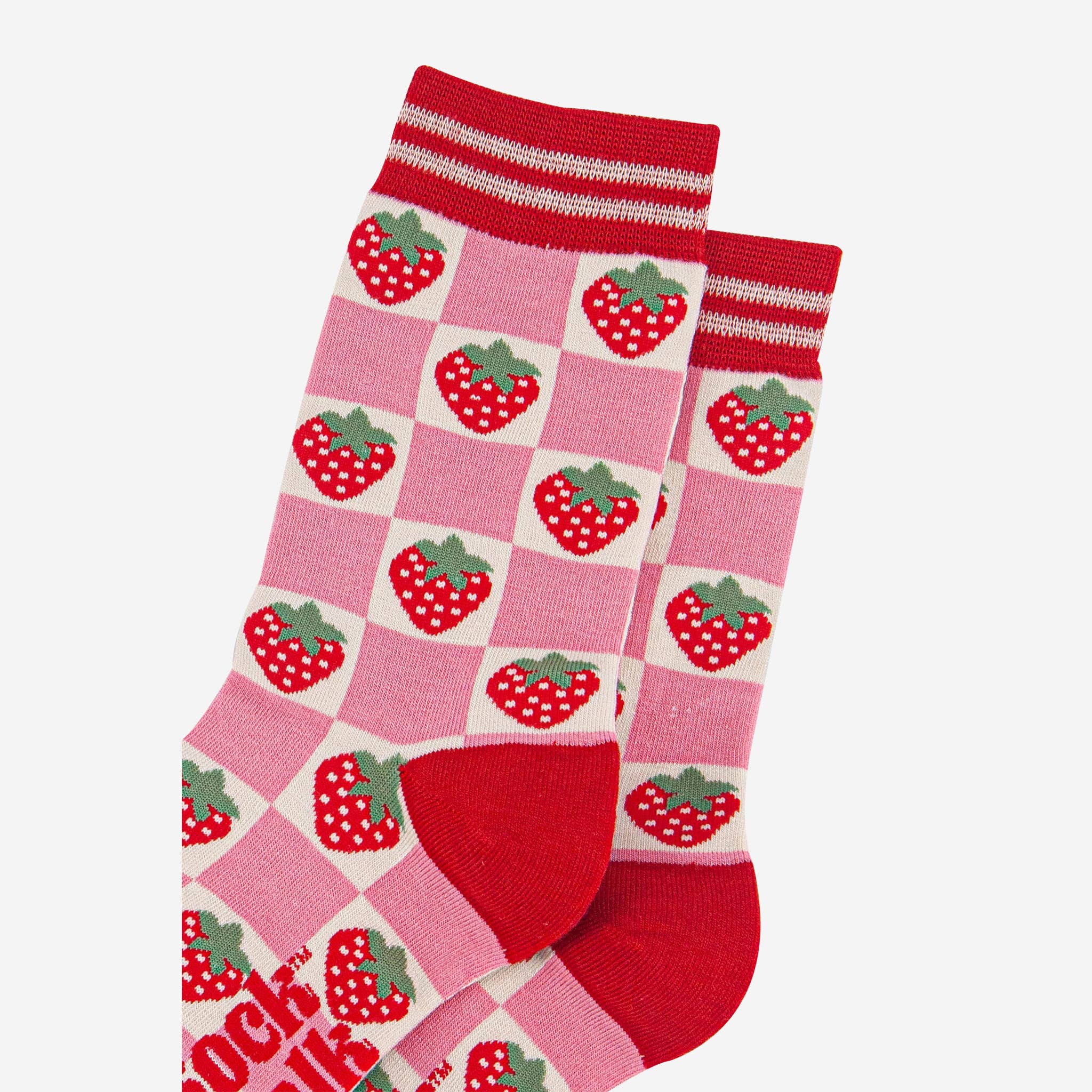 Checked Strawberry Bamboo Socks UK 3-7