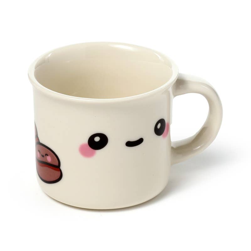 Full Foodiemals espresso cup set by Rebel Romance shown with its branded box. Features two kawaii-style porcelain cups with joyful expressions, perfect for gifting to a coffee-obsessed friend or treating yourself.
