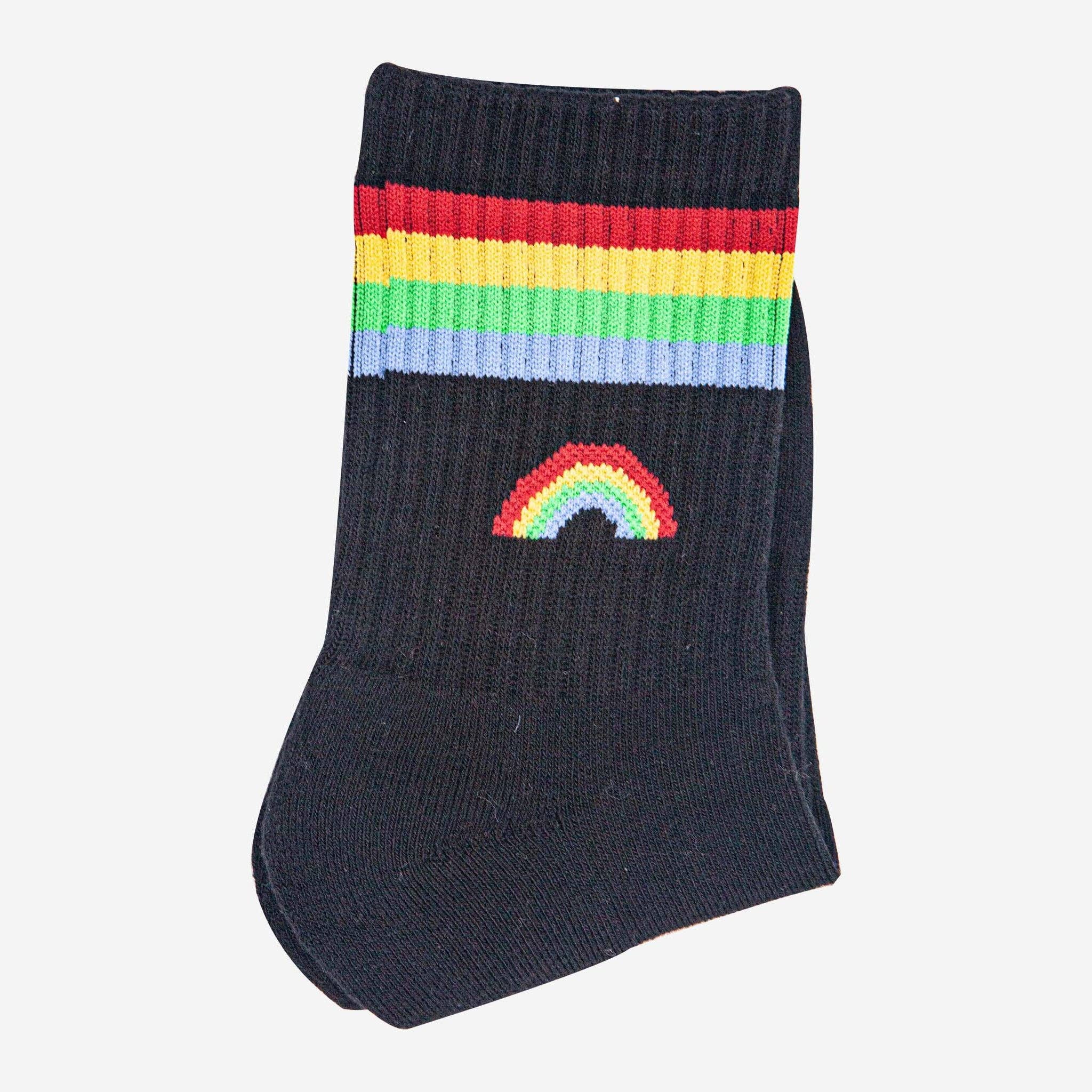 Black and Rainbow Sporty Socks UK 3-7