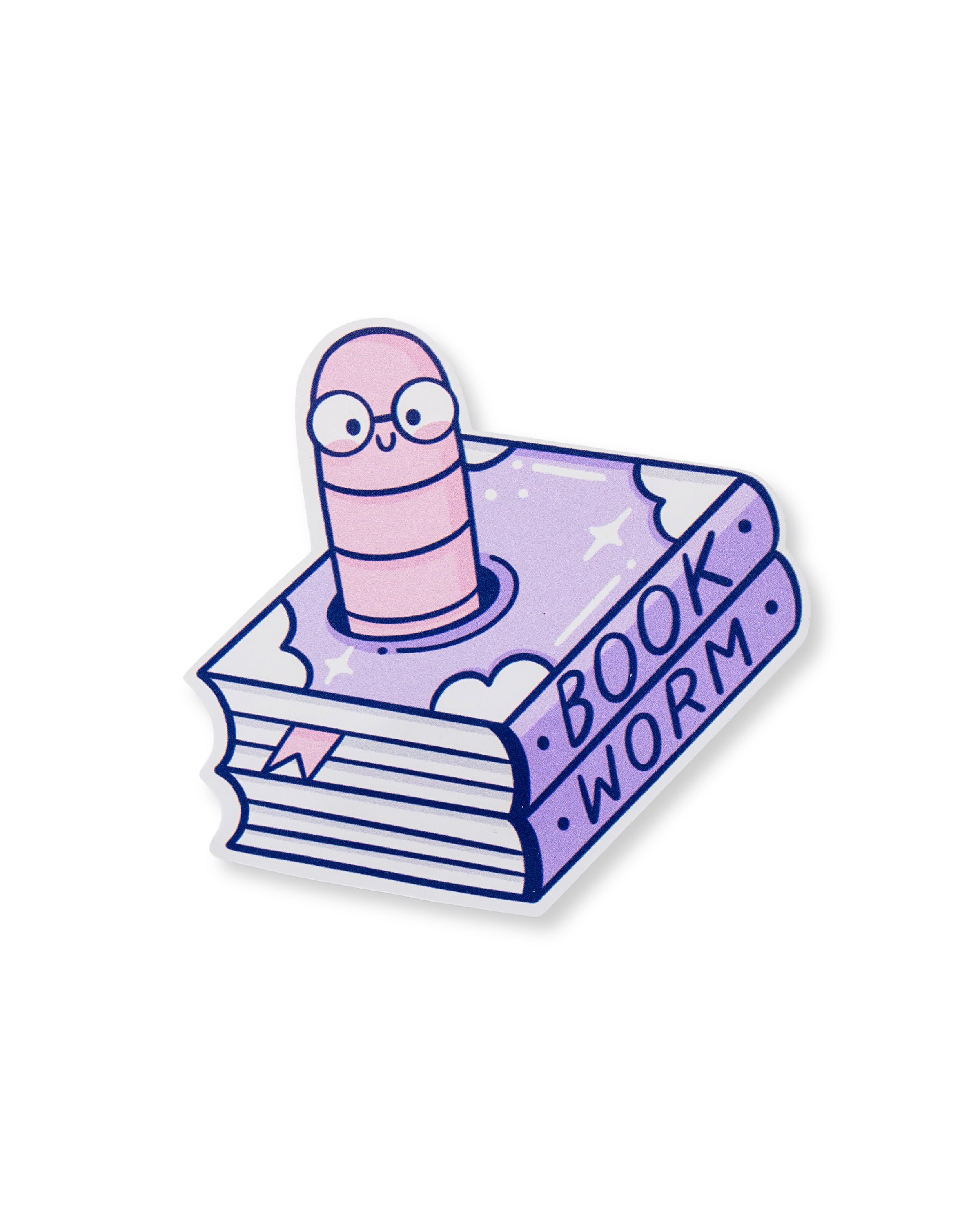Illustration of a book with a worm-like character on top, labeled 'book worm', on a white background.