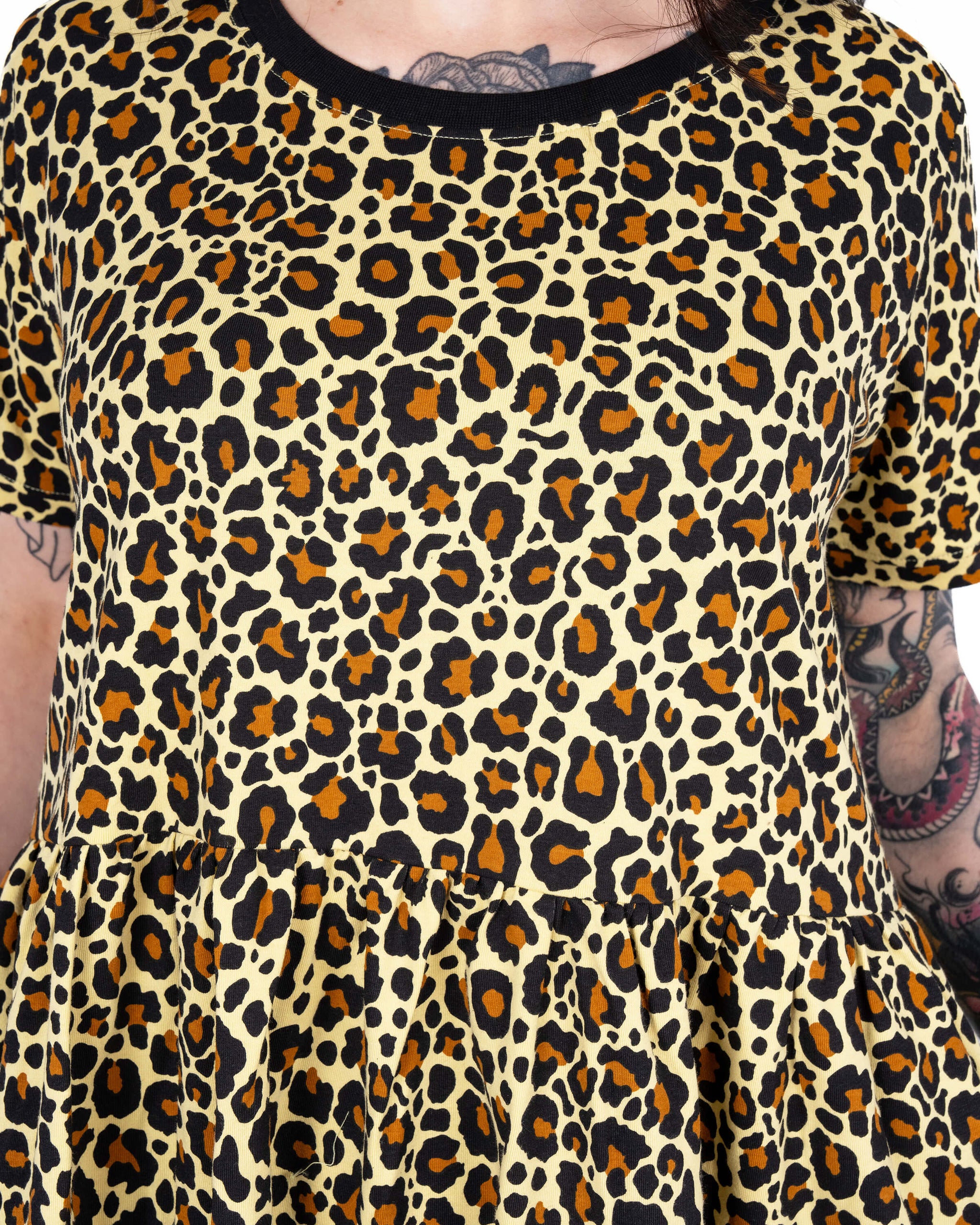 Rebel Romance Classic Leopard Print Stretch Smock Dress