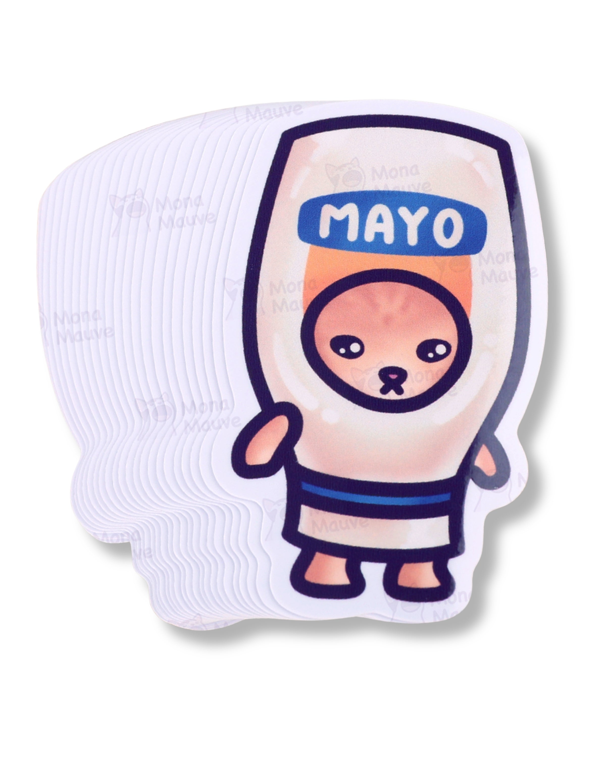 Cartoon character in a helmet with 'MAYO' on a white background