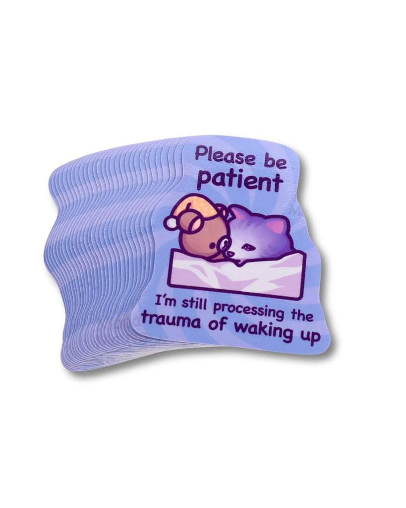 Blue ankle sock with cartoon design and humorous text on a white background