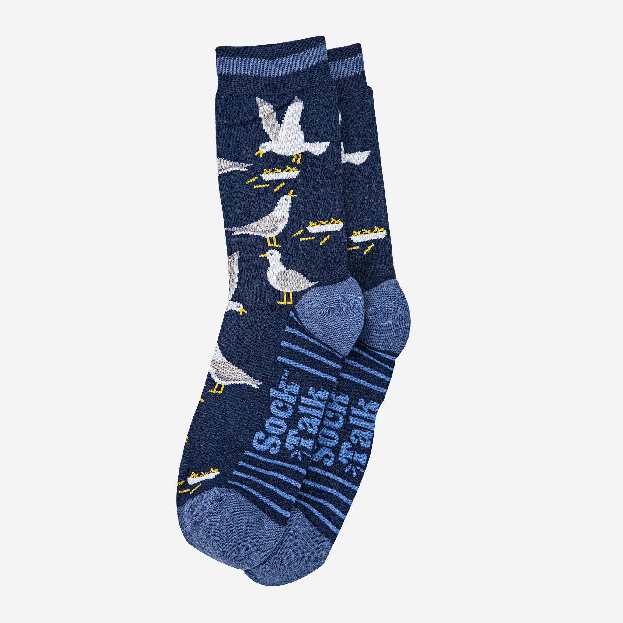 Seagull and Chips Navy Blue Bamboo Socks UK 7-11