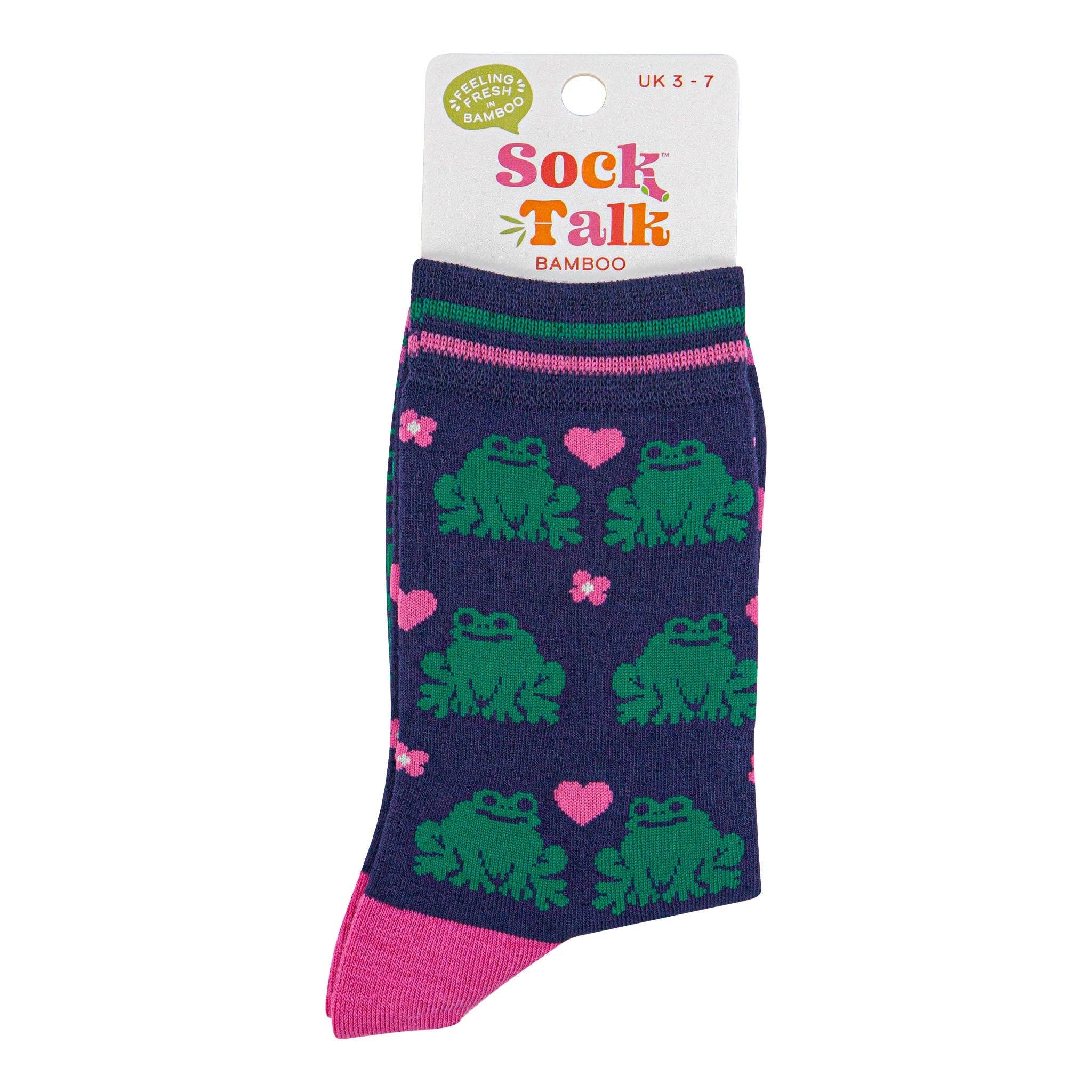Frog and Heart Bamboo Socks UK 3-7