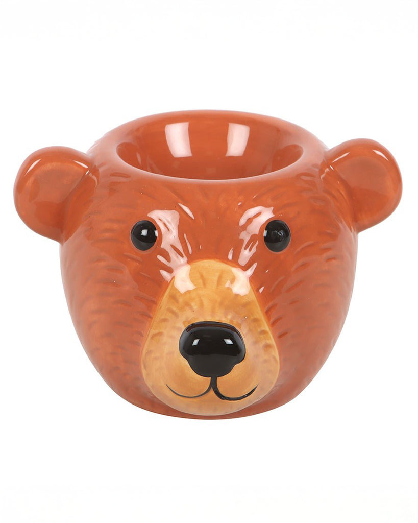 Front view of the Rebel Romance Bear Oil Burner, featuring a friendly bear face with a glossy black nose, wide eyes, and raised ears. A sweet and functional ceramic burner that makes a statement on any shelf or bedside table.