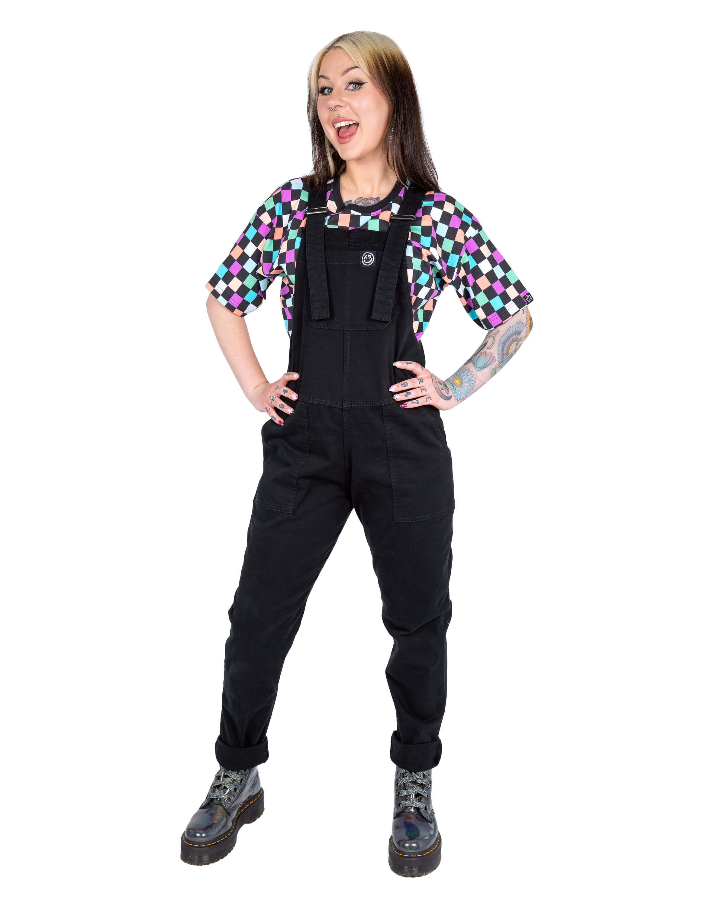 Rebel Romance Jet Black Stretch Twill Dungarees