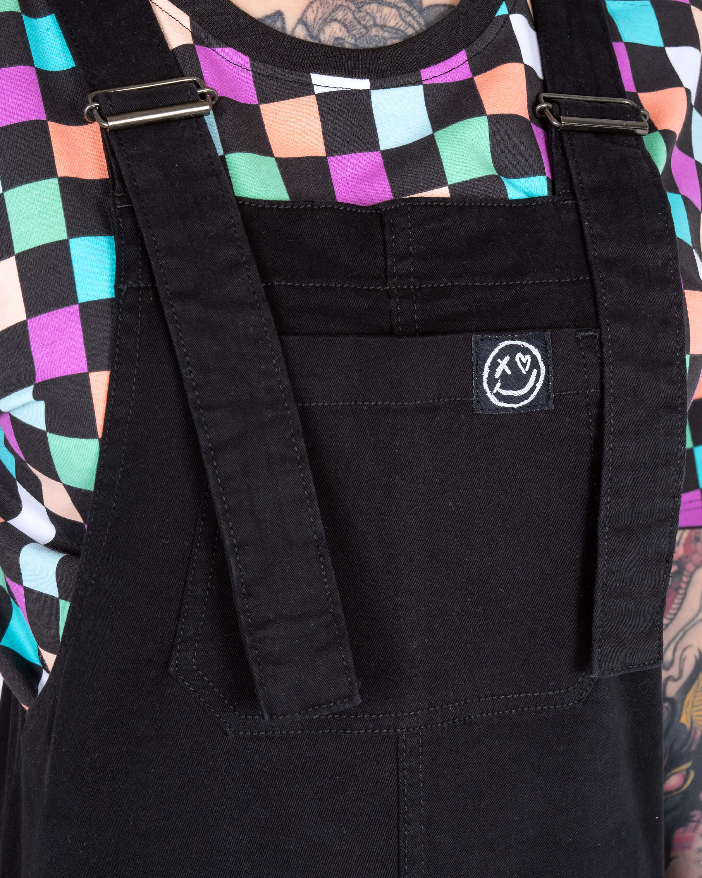 Rebel Romance Jet Black Stretch Twill Dungarees