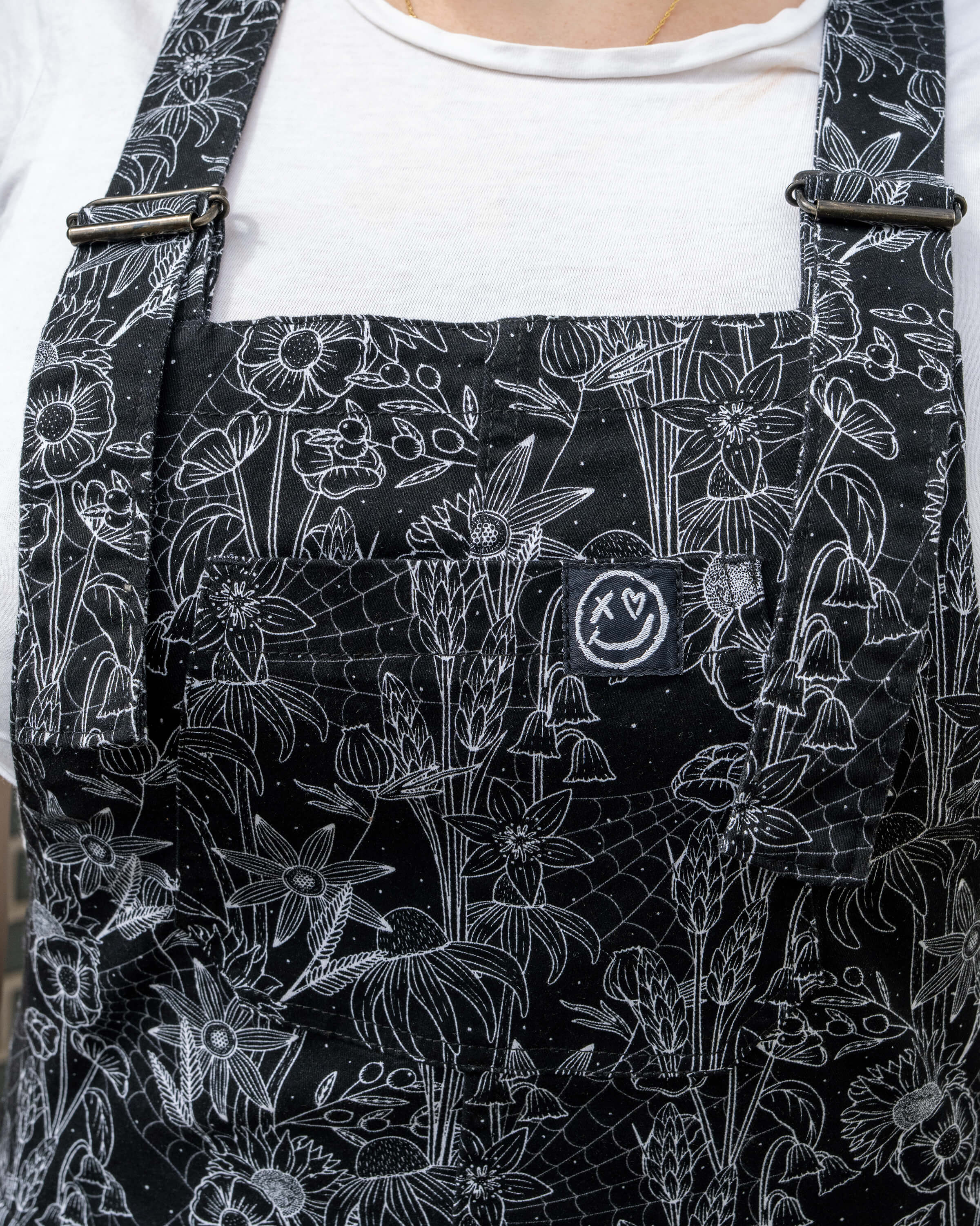 Rebel Romance Black Floral Cobweb Stretch Dungarees