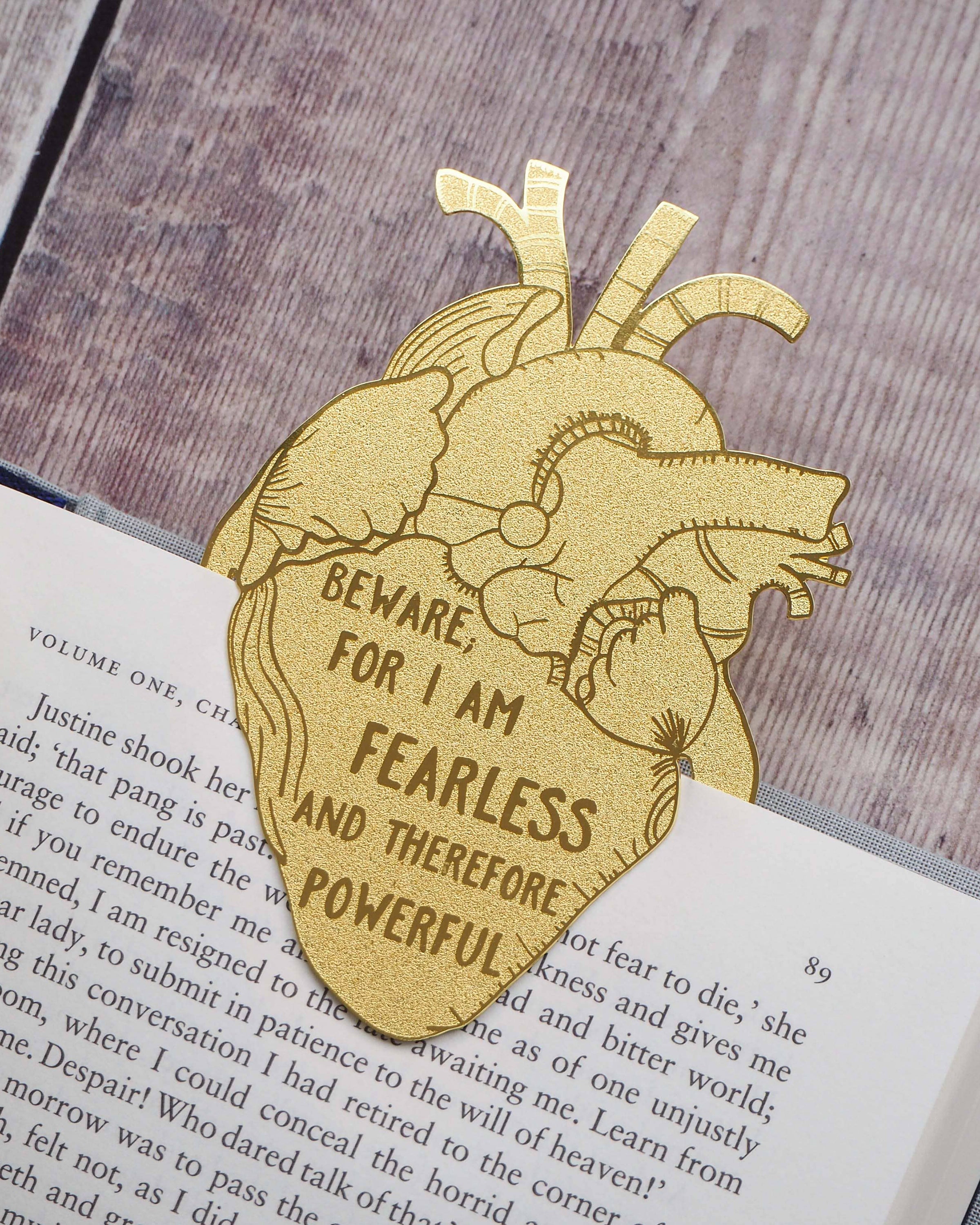 Frankenstein Anatomical Heart Brass Bookmark Mary Shelley