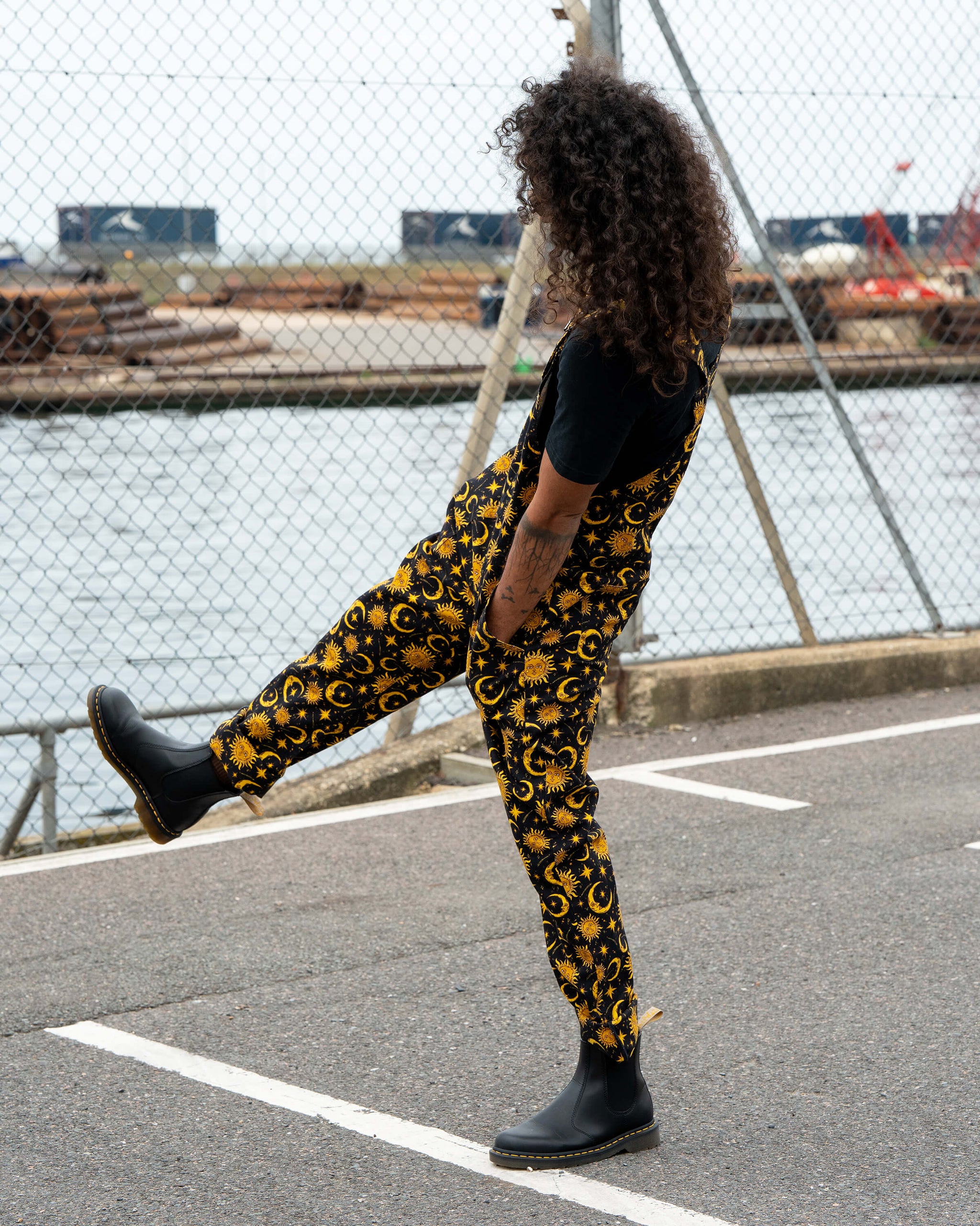 PRE ORDER Rebel Romance Celestial Sun and Moon Stretch Dungarees