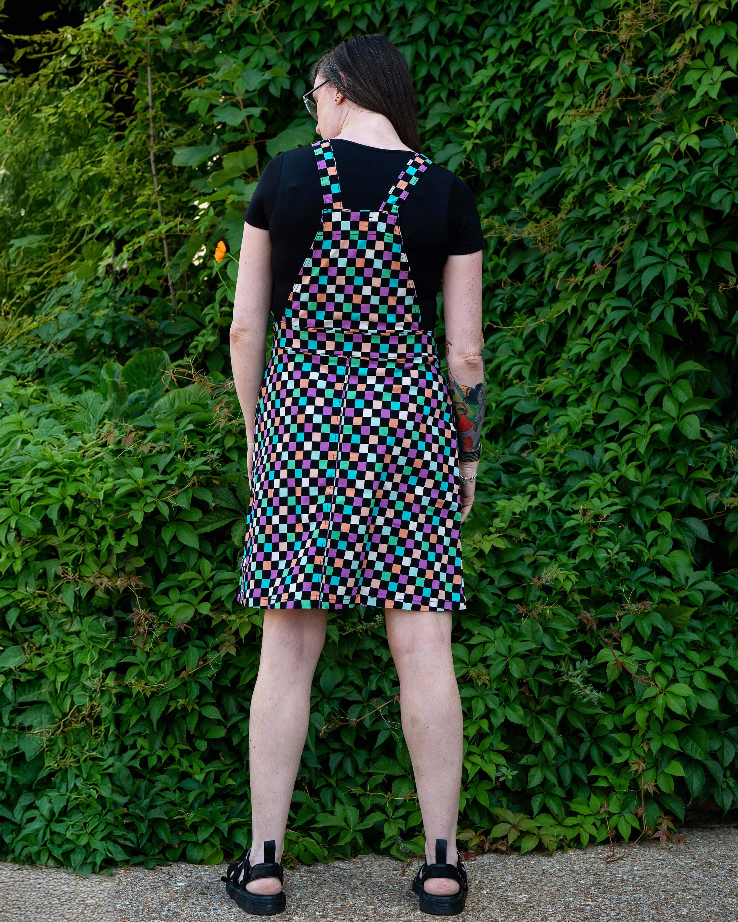 Rebel Romance Checkerboard Stretch Pinafore Longer Length