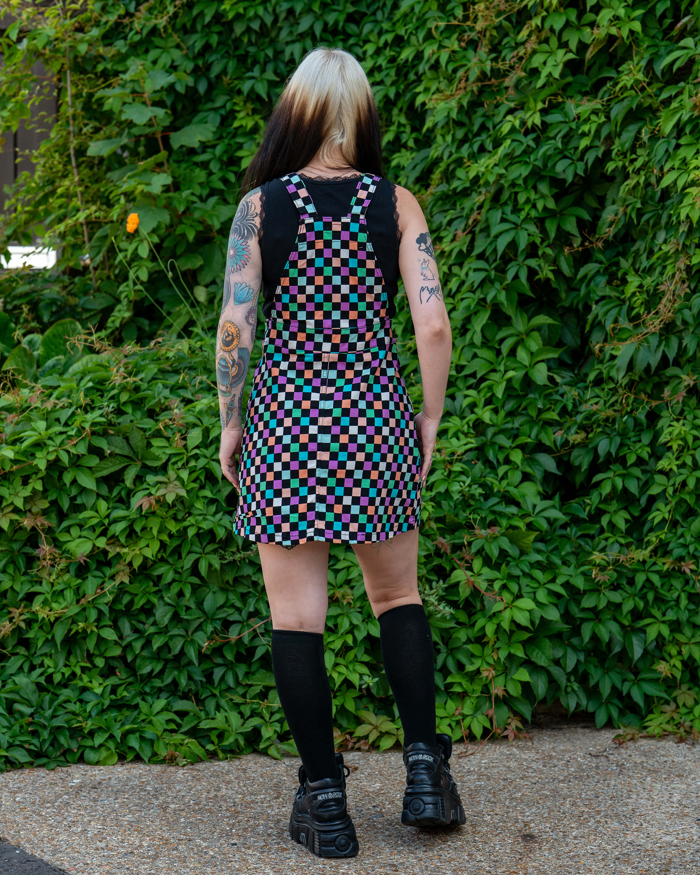 Rebel Romance Checkerboard Stretch Pinafore