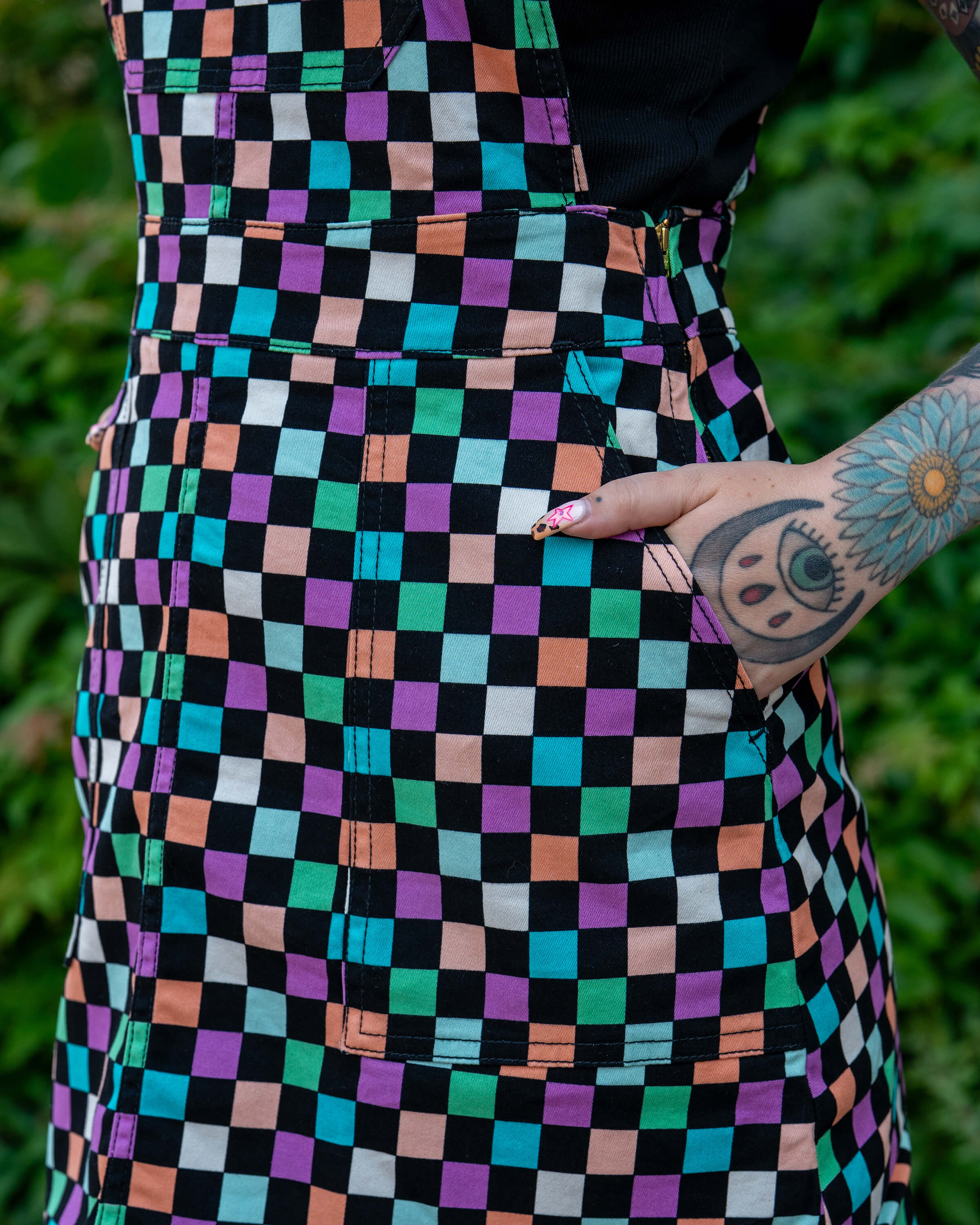 Rebel Romance Checkerboard Stretch Pinafore