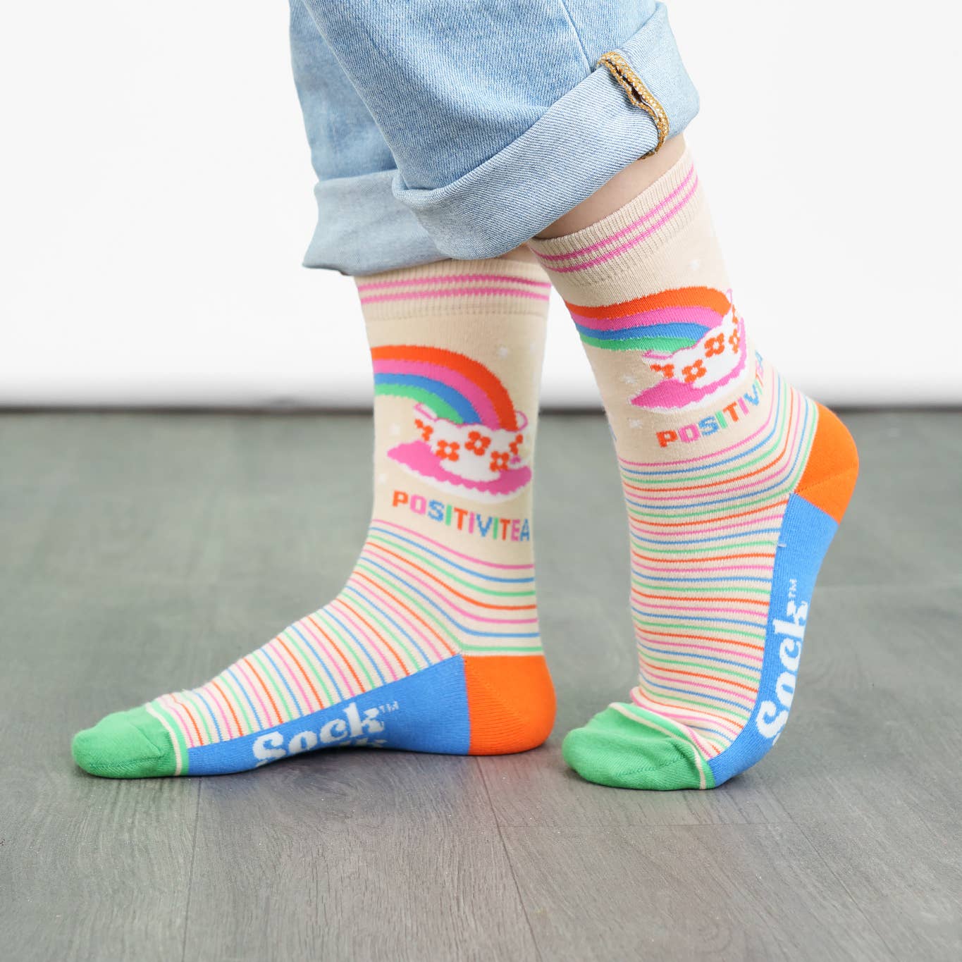 Positivitea Rainbow Combed Cotton Ankle Socks UK 3-7