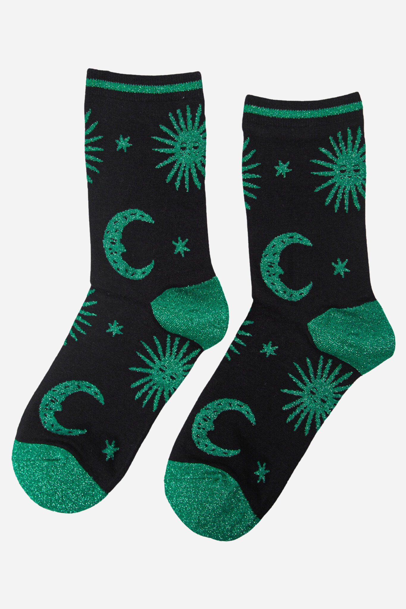 Green Glitter Celestial Bamboo Socks UK 3–7