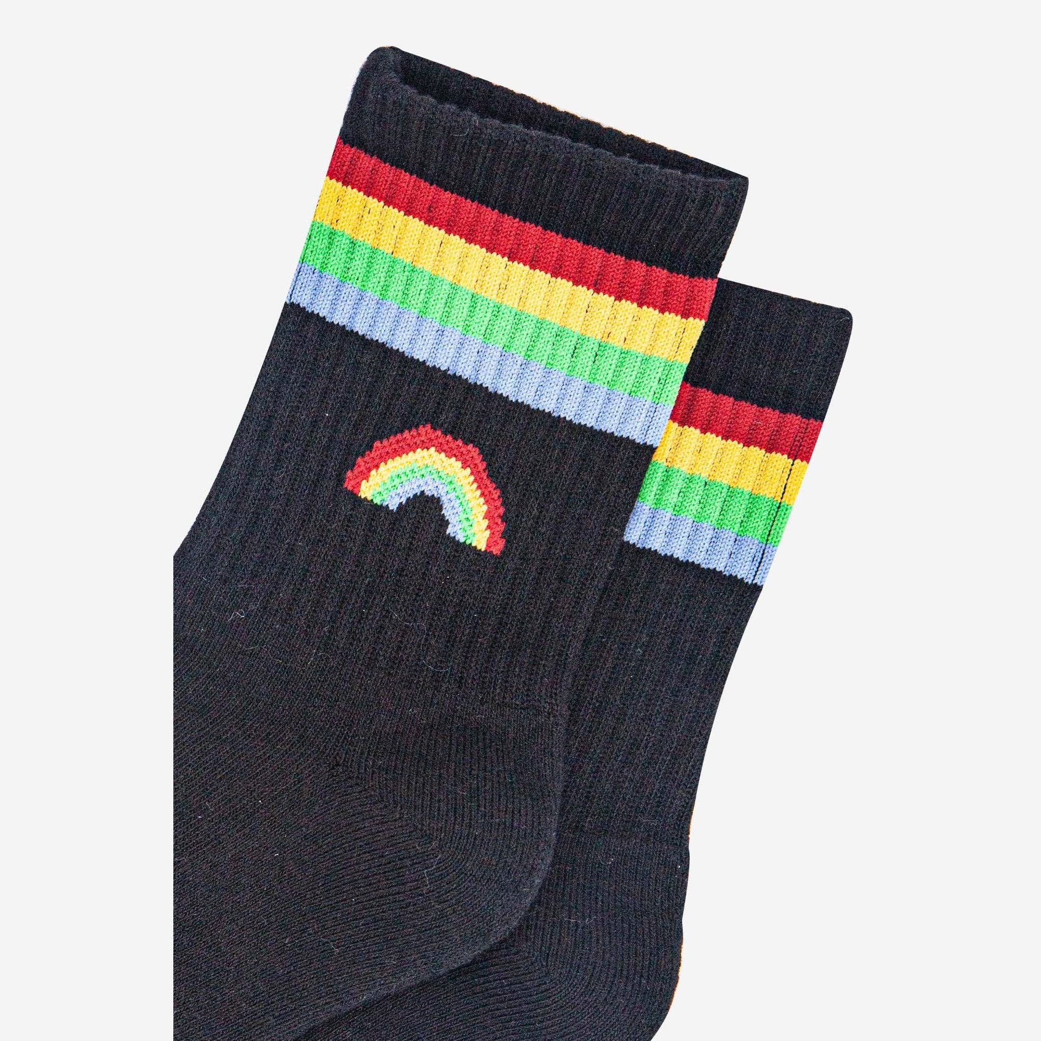 Black and Rainbow Sporty Socks UK 3-7