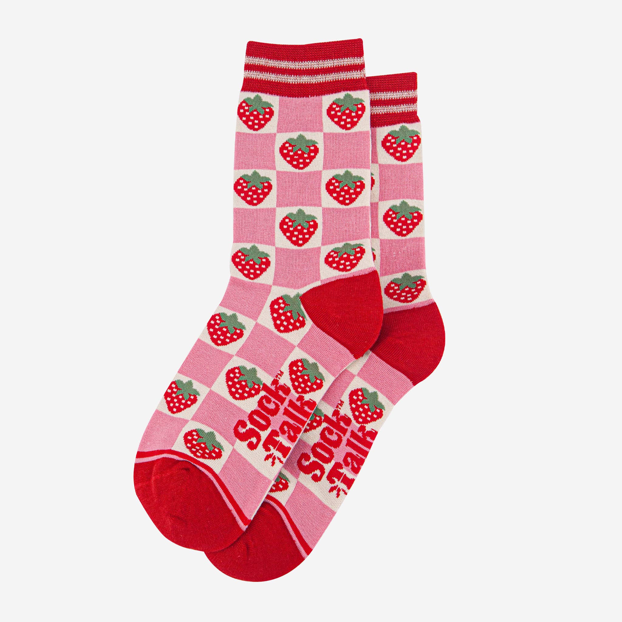 Checked Strawberry Bamboo Socks UK 3-7