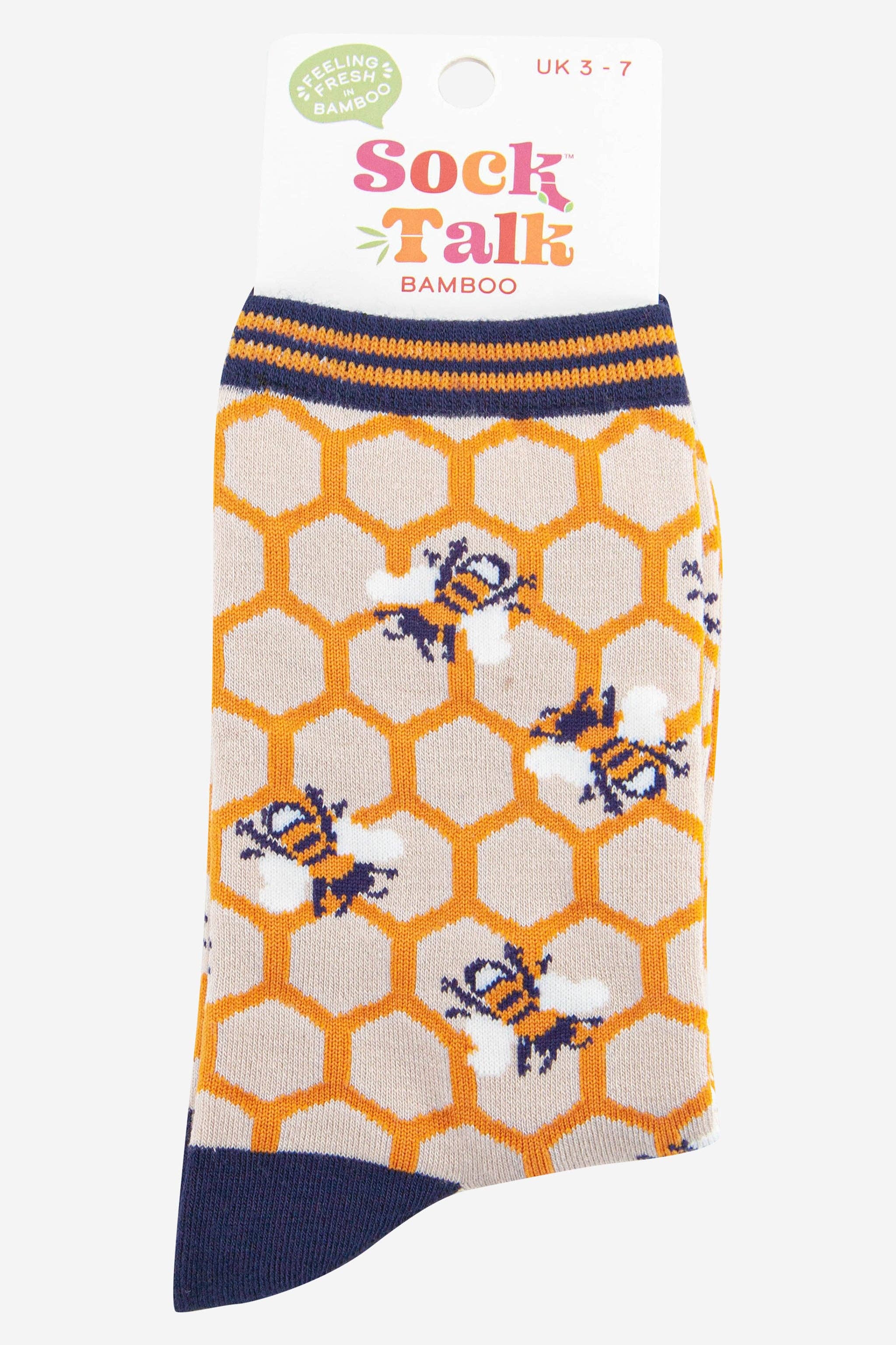 Honeycomb and Bee Bamboo Socks UK 3-7