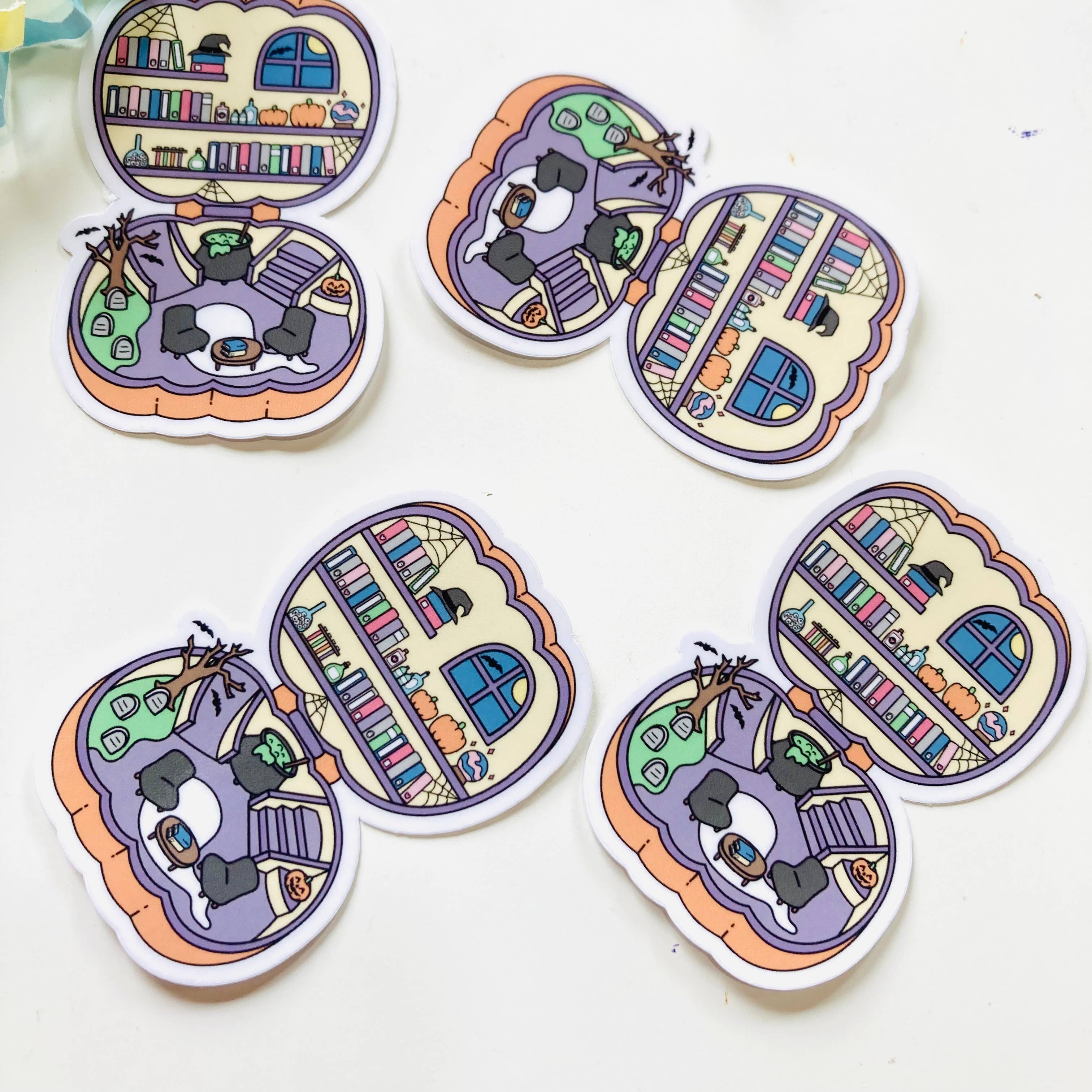 Retro Spooky Pocket Library Die Cut Sticker