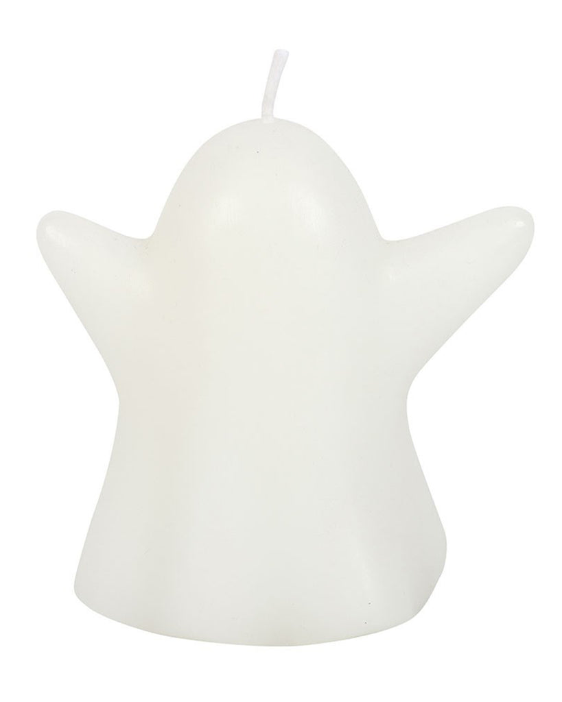 Back view of the Sweet Ghost Shaped Candle by Rebel Romance, a cute Halloween candle with outstretched arms and a rounded ghostly silhouette, perfect for spooky seasonal displays or gothic home décor.