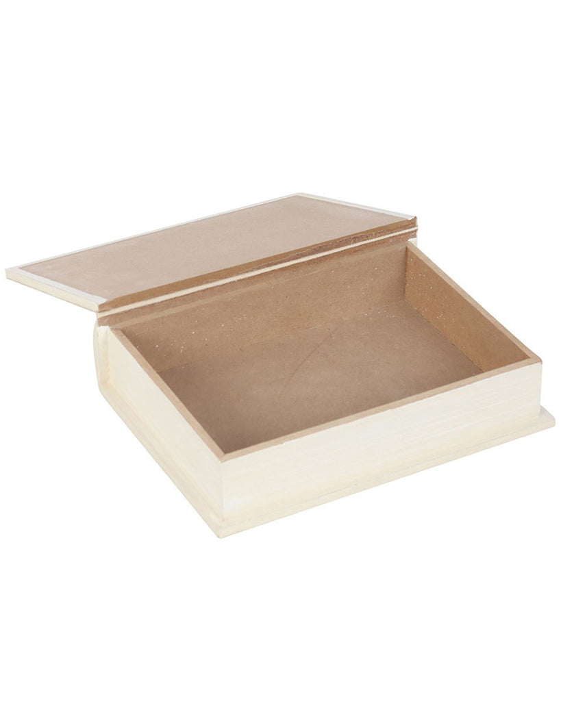 Open Good Vibes book-shaped storage box by Rebel Romance. Made from MDF with a cream and gold design, it hides clutter in style while looking like a real book. Perfect decorative storage for shelves, bedrooms, or living rooms.