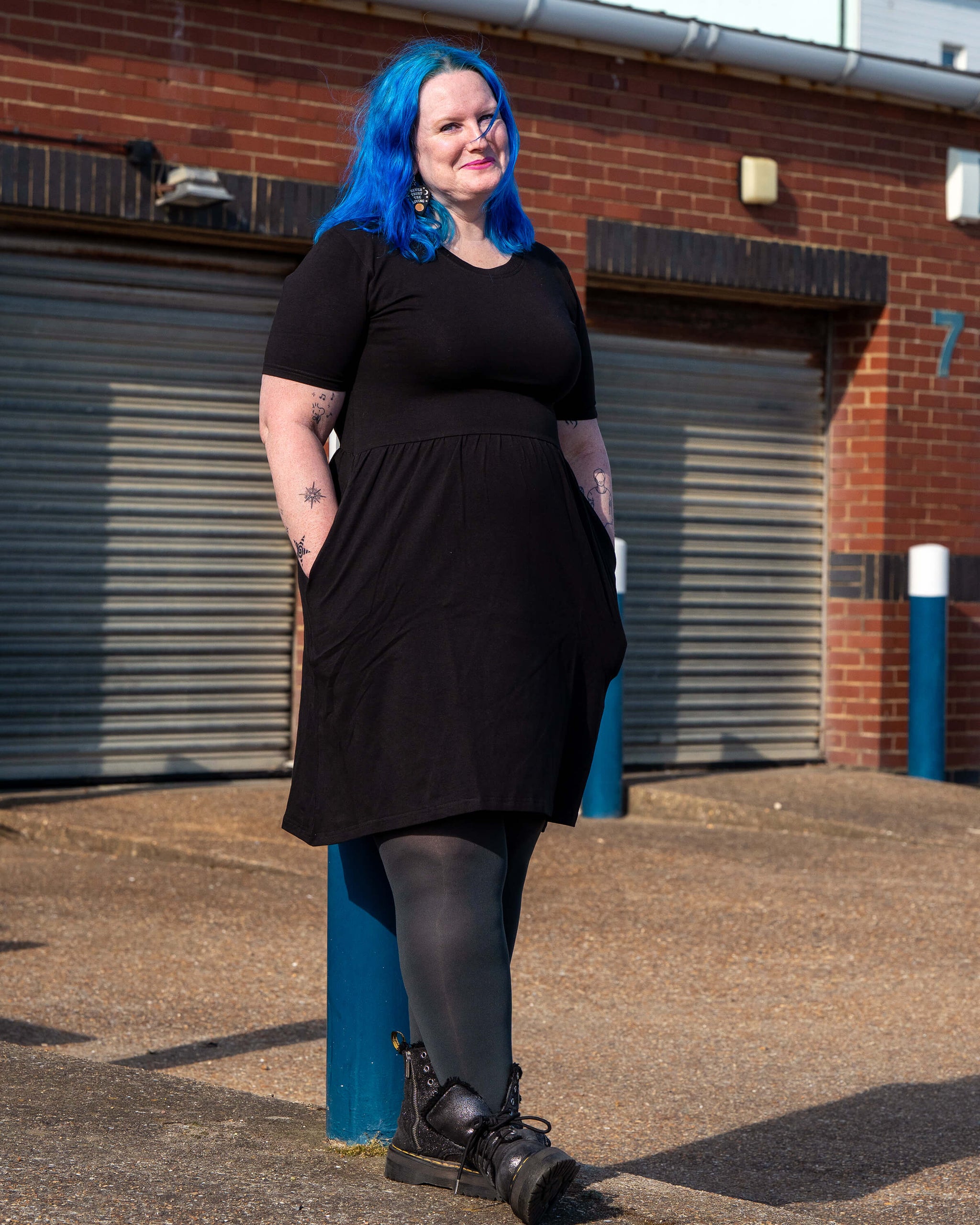 black shirt dress with tights 6 Ways to Wear Black Tights With All Your Dresses
