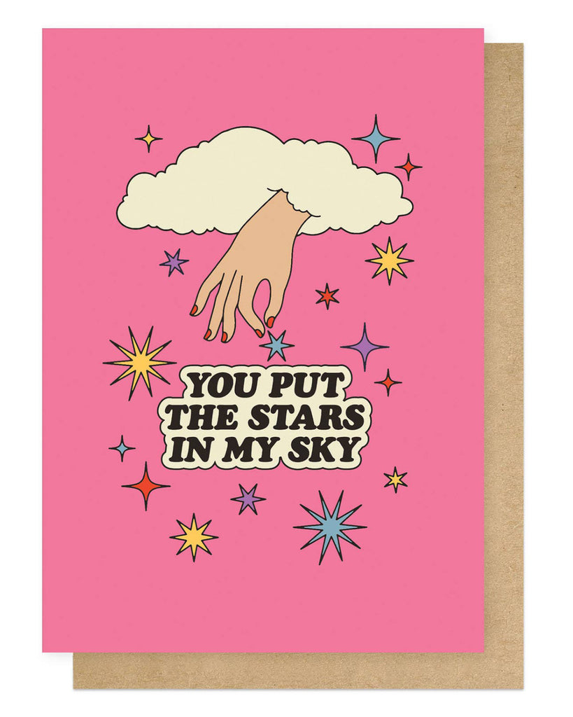 Send love with the You Put the Stars in My Sky card by Jason Ratliff. Beautiful whimsical design, eco-friendly, vegan inks, and blank inside. Perfect for heartfelt occasions!