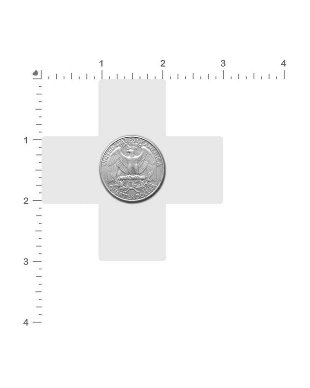 Size guide for the Plus X: Flaming Sparkle Cross Nipple Pasties by Pastease on a white background.