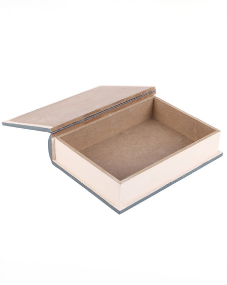 The Spells and Curses Book Shaped Storage Box stocked by Rebel Romance shown open, revealing a hollow interior. The faux book design provides a secret storage space for spells, jewellery, or small essentials.