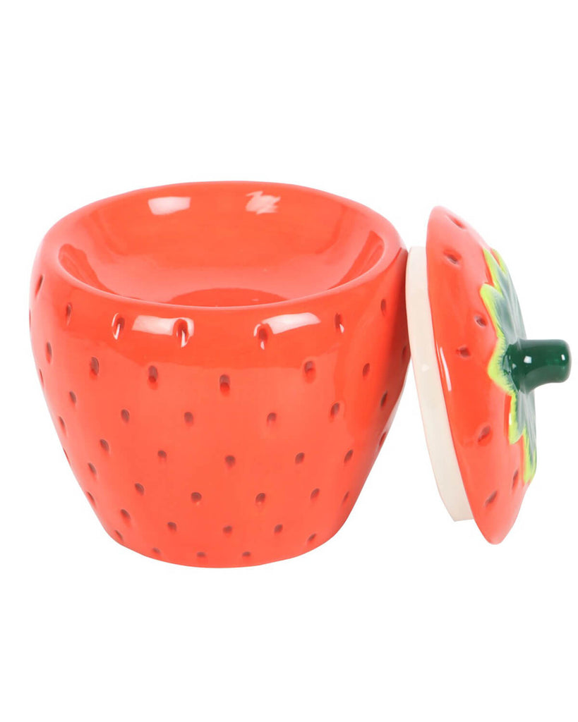Strawberry shaped oiler burner with lid off