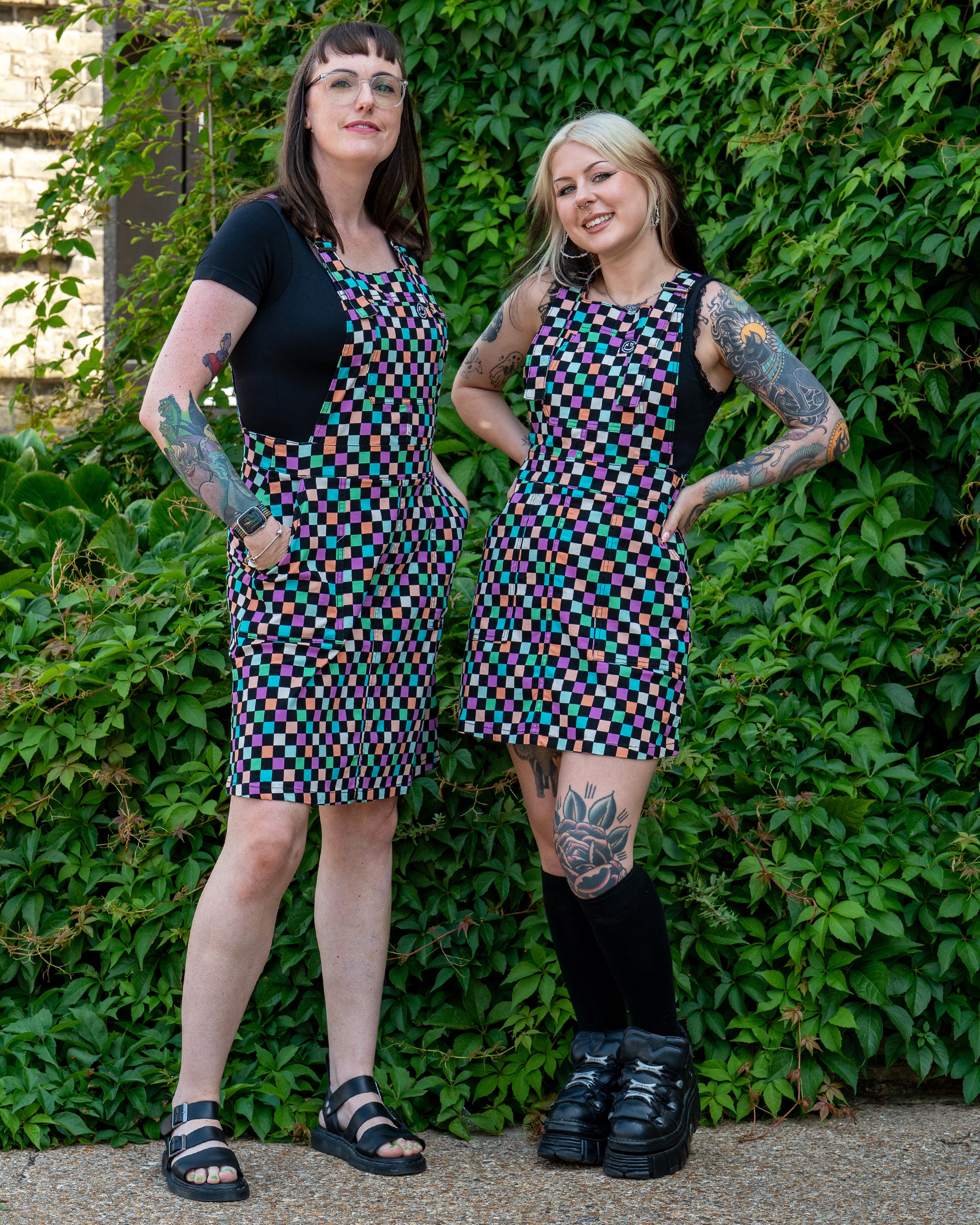 Rebel Romance Checkerboard Stretch Pinafore Longer Length